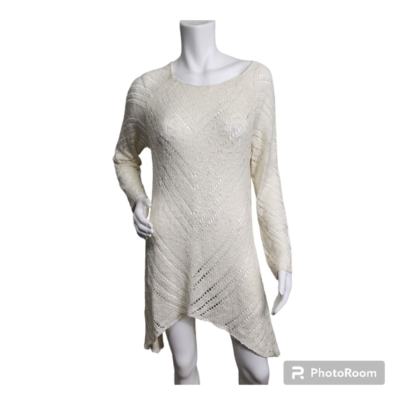 Soft Surroundings Cream Asymmetric Hem Sweater Size L - Picture 1 of 13